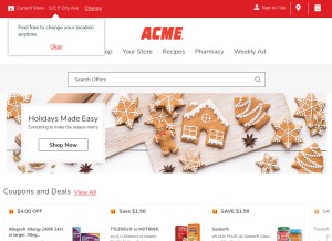 How acmemarkets.com looks like on a tablet such as an iPad.