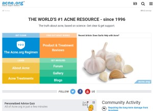 How acne.org looks like on a tablet such as an iPad.