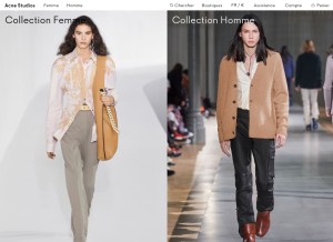 How acnestudios.com looks like on a tablet such as an iPad.
