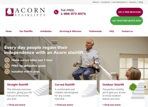 How acornstairlifts.com looks like on a tablet such as an iPad.