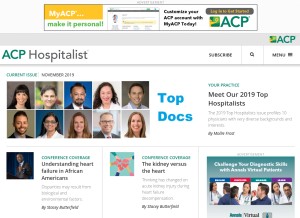 How acphospitalist.org looks like on a tablet such as an iPad.