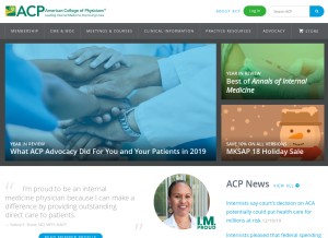 How acponline.org looks like on a tablet such as an iPad.