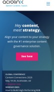 How acrolinx.com looks like on a mobile device such as an iPhone.