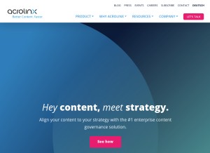 How acrolinx.com looks like on a tablet such as an iPad.