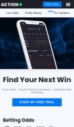 How actionnetwork.com looks like on a mobile device such as an iPhone.