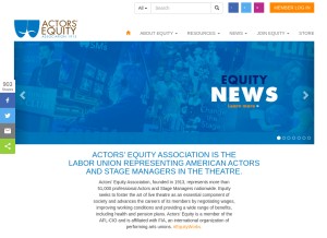 How actorsequity.org looks like on a tablet such as an iPad.