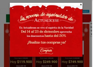 How actualicese.com looks like on a tablet such as an iPad.