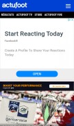 How actufoot.com looks like on a mobile device such as an iPhone.