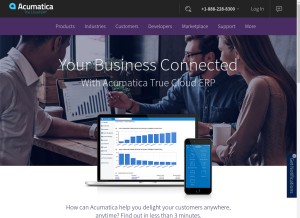 How acumatica.com looks like on a tablet such as an iPad.