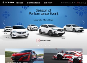 How acura.com looks like on a tablet such as an iPad.