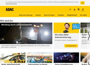 How adac.de looks like on a tablet such as an iPad.