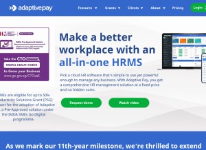 How adaptivepay.com.sg looks like on a tablet such as an iPad.