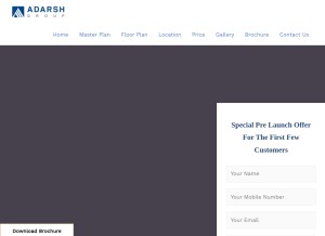 How adarshwelkinparkvillas.in looks like on a tablet such as an iPad.