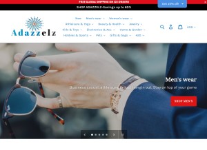 How adazzelz.com looks like on a tablet such as an iPad.