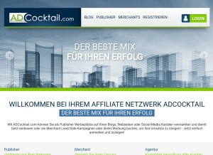 How adcocktail.com looks like on a tablet such as an iPad.