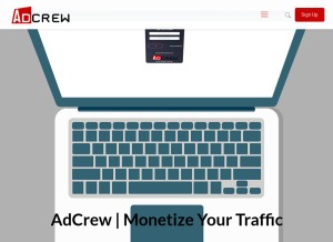 How adcrew.co looks like on a tablet such as an iPad.