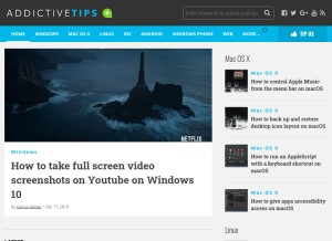 How addictivetips.com looks like on a tablet such as an iPad.