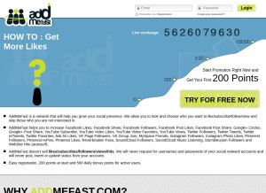 How addmefast.com looks like on a tablet such as an iPad.