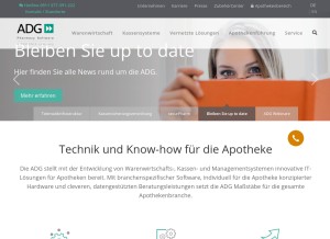 How adg.de looks like on a tablet such as an iPad.