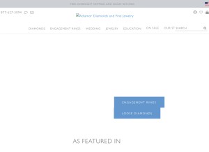 How adiamor.com looks like on a tablet such as an iPad.