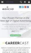 How adicio.com looks like on a mobile device such as an iPhone.