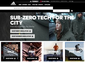 How adidasoutdoor.com looks like on a tablet such as an iPad.