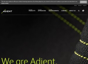 How adient.com looks like on a tablet such as an iPad.