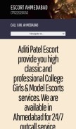 How aditipatelescort.com looks like on a mobile device such as an iPhone.