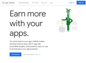 How admob.com looks like on a tablet such as an iPad.