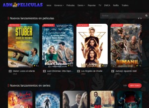How adnpeliculas.com looks like on a tablet such as an iPad.
