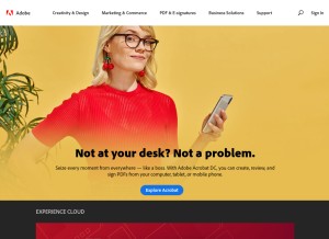 How adobe.com looks like on a tablet such as an iPad.
