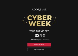 How adoreme.com looks like on a tablet such as an iPad.