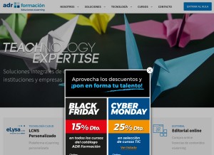 How adrformacion.com looks like on a tablet such as an iPad.