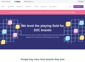 How adroll.com looks like on a tablet such as an iPad.