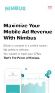 How adsbynimbus.com looks like on a mobile device such as an iPhone.