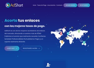 How adshort.co looks like on a tablet such as an iPad.
