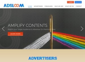 How adsloom.com looks like on a tablet such as an iPad.