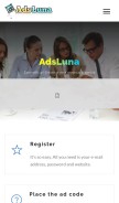 How adsluna.com looks like on a mobile device such as an iPhone.