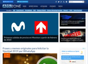 How adslzone.net looks like on a tablet such as an iPad.