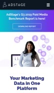 How adstage.io looks like on a mobile device such as an iPhone.