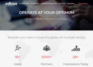 How adtrue.com looks like on a tablet such as an iPad.
