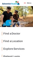 How adventisthealth.org looks like on a mobile device such as an iPhone.