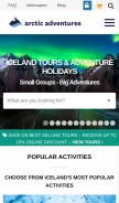 How adventures.is looks like on a mobile device such as an iPhone.