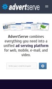 How advertserve.com looks like on a mobile device such as an iPhone.