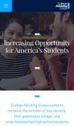 How advisingcorps.org looks like on a mobile device such as an iPhone.