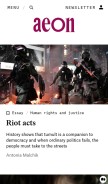 How aeon.co looks like on a mobile device such as an iPhone.
