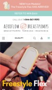 How aeroflowbreastpumps.com looks like on a mobile device such as an iPhone.
