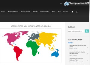 How aeropuertos.net looks like on a tablet such as an iPad.
