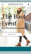 How aerosoles.com looks like on a mobile device such as an iPhone.