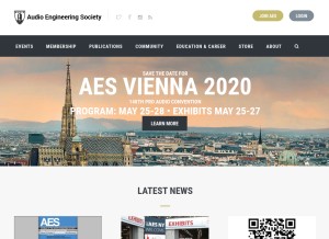 How aes.org looks like on a tablet such as an iPad.